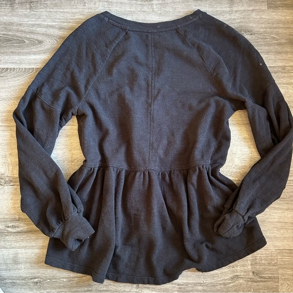 Pilcro by Anthropologie Black Layered Babydoll Blouse Top 100% Cotton Size M - Picture 2 of 5